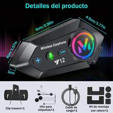 Y12 Bluetooth Motorcycle Helmet Intercom System Integrated Headset With Microphone Black - Y12 - View 4