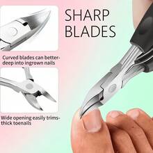 1/3/4pcs Black Handle Pedicure Set, Includes Large And Small Nail Clippers, Cuticle Scissors, Foot Scraper And Nail File, Comprehensive Care For Nails, Thick Toenails And Calluses, Suitable For Elderly, Pedicurists Daily Use, Ideal Gift For Men - Multicolor - View 5