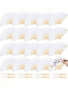 1pc Summer Japanese Style Solid Color DIY Portable Decorative Folding Fan - Multi-color - View 3