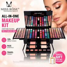 MISS ROSE 190-Color High-Quality Professional Makeup Palette Gift Box|Mirror + Full Set Of Brushes|Eye Shadow, Powder, Blush, Eyebrow Powder, Four-In-One Set|Stage-Level Makeup To Daily Nude Makeup|Valentine's Day Gift For Girlfriend/Novice Must-Have - 彩色 - 查看 2