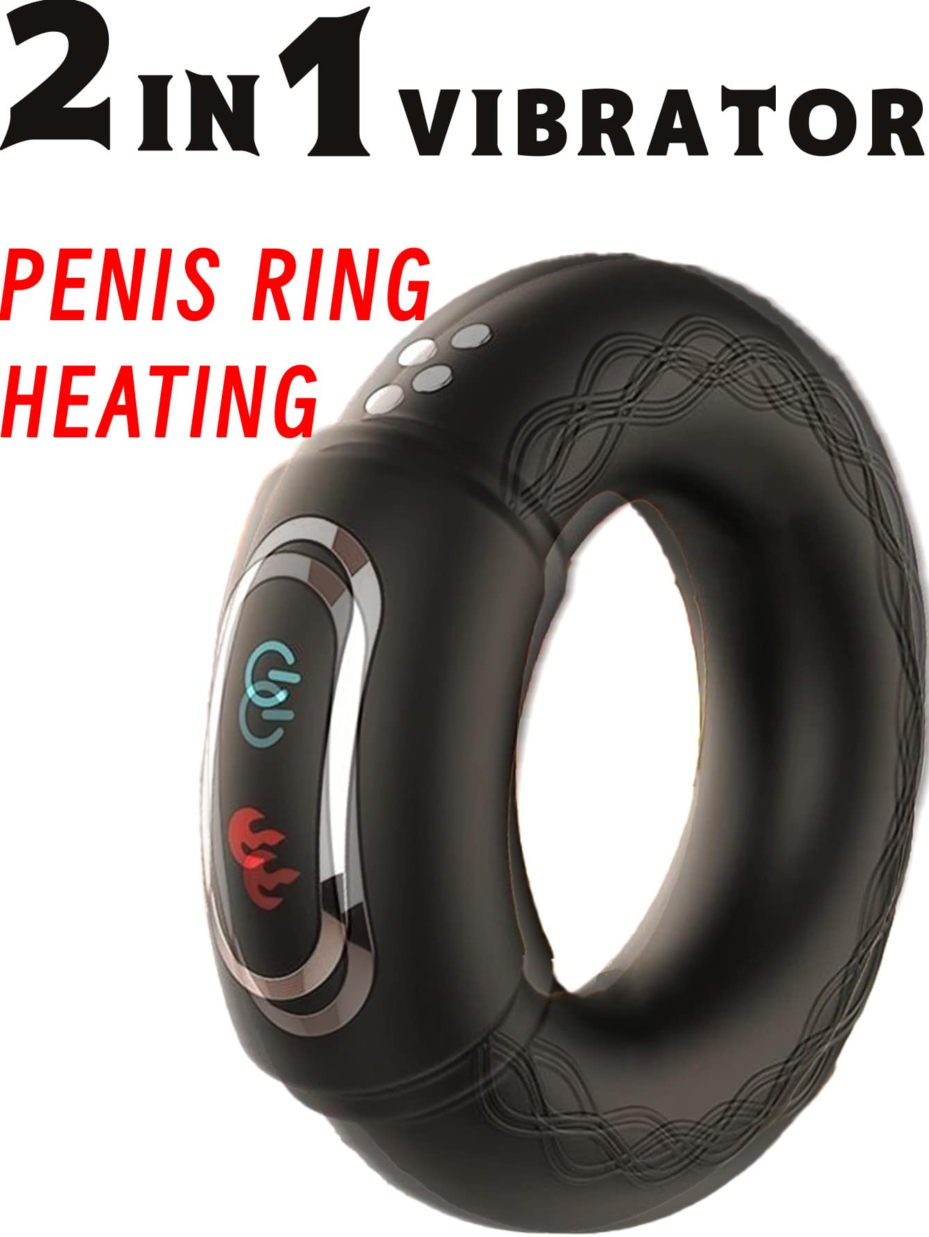 Men's Vibrating Penis Ring With Heating Function, Silicone Material, 10 Vibration Modes - one-size - View 1