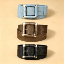 APLCSEY 3pcs Women's Blue Woven Belts, Bohemian Style, Perfect For Shopping, Party Outfits, Fashion, Suitable For Daily Wear - Black Brown Blue - View 6