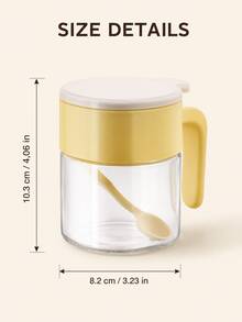 1pc Seasoning Jar With Spoon And Handle, Modern Minimalist Salt & Sugar Storage Container With Lid For Kitchen Cooking And Dining Table - Multicolor - View 2