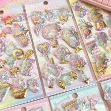 Kawaii 3D Crystal Glitter Stickers Sequins Candy Ice Cream Unicorn Gold Bow Decals Scrapbook Journal Planner Phone Case DIY Stationery - Color - View 7