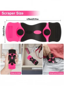 SOKANY Multifunctional Cleaning Scraper, Including Adhesive Scraper And Glass Scraper. 1 Pink Double-Headed Scraper + 10 Metal Blades + 10 Plastic Blades. Suitable For Floor Cleaning, Glass Film Application, Tile Grouting, Home Decoration, Etc. - Pink - View 4