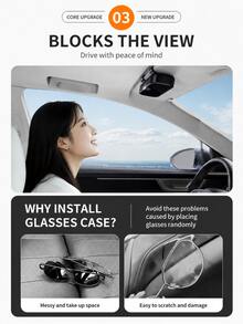 Car Sun Visor Fashion Glasses Storage Box, Car Fashion Glasses Storage Box With Scratch-Resistant Velvet Lining, Universal Vehicle Storage Box, Suitable For Fashion Glasses, Tickets And Cards, Snap Button One-Click Open Design, Convenient To Take And Put - A - View 6