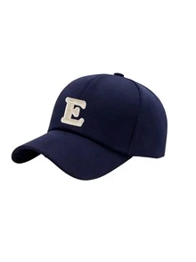 1 buah Topi Baseball Dasar Unisex dengan Patch Huruf A-Z, Dapat Diatur, Menyerap Keringat, Ringan, Melindungi dari Sinar UV, Topi Bertepi Lebar, Cocok untuk Mendaki Gunung dan Liburan Pantai - Navy Blue - View 24