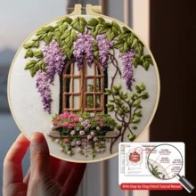 1 conjunto Kit de Bordado DIY, 15x15cm/5,9x5,9in ou 20x20cm/7,9x7,9in, Tema de Paisagem, Adequado para Iniciantes Adultos, Inclui Tecido, Instruções, Aro de Bordado, Agulhas de Bordado, Presente de Bordado para Senhoras, Decoração de Casa ou Escritório, Obra de Arte Feita à Mão - A - Visão 18