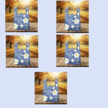 5/50/100件耐用塑料手提袋，印有「Happiness First」花卉圖案，加厚堅固，適合購物、禮品、收納，適用於小企業、雜貨店、烘焙店，適合母親節、婚禮季、開學季 - 藍色款 - 查看 13