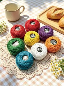 8pcs/12pcs Random Solid Color Lace Yarn Set, High Saturation Bright Color Embroidery Crochet Yarn, Suitable For Embroidery And Micro-Crochet Enthusiasts, Ideal For Handmade Beginner Creations, Also Can Be Used As Creative Handmade Gift - Lace Thread - View 9