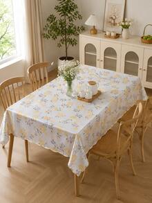 1PC Green Black Plaid & Leaf Print PVC Composite Flannel Tablecloth, Waterproof Oilproof Spill-Proof Table Cover, Easy Clean Reusable Rectangular Tablecloth For Kitchen, Dining Room, Party, Home Decoration - Multicolor - View 3