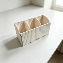 木製收納盒 3格化妝刷架 桌面化妝品與保養品收納整理盒 - 查看 6