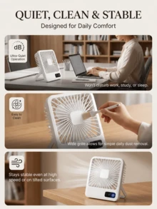 FIYIBAN 1pc USB Rechargeable Desktop Small Fan, Quiet Portable Square Design, Cooling Essential For Student Dorm, Office, Travel And Home - Desk Fan - View 8