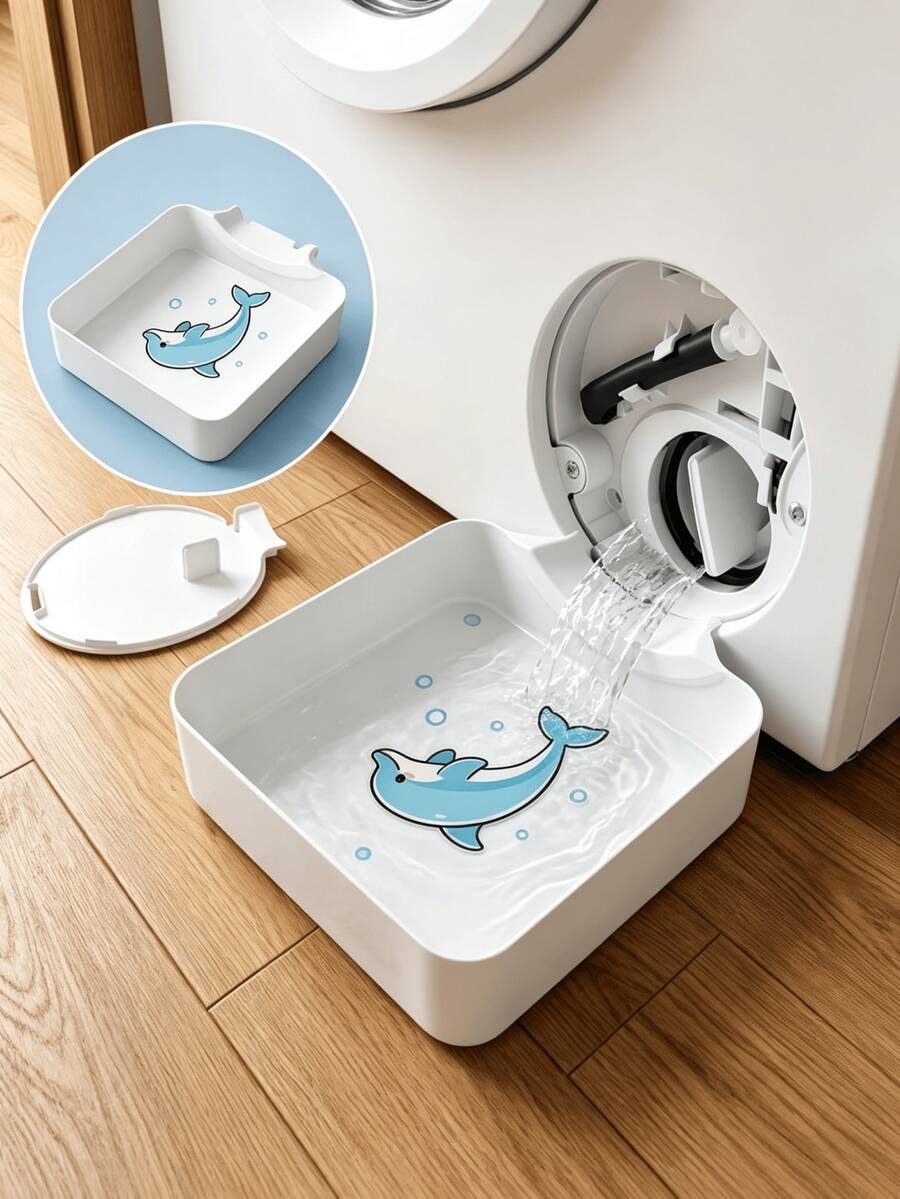 1pc Creative Pattern Heavy Duty Washing Machine Drain Tray, Multi-Functional Washing Machine Drain Accessory, Washing Machine Outlet Cleaning Storage Organizer, Plastic Material, Can Be Used For Washing Machine Outlet Water Storage, Effectively Prevent Laundry Room Floor Overflow, Can Be Used For Bathroom Water Storage, Souvenir For Cleaning And Storage Enthusiasts, Halloween, Christmas, Graduation Season, The Best Drain Tray Gift,Bedroom Room Decor,Back To School
