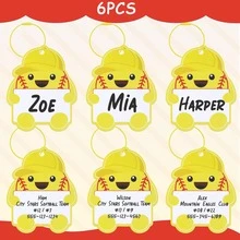 6pcs Groundhog Softball Theme Luggage Tags, Party Hanging Decoration Labels, PVC Cards With Stainless Steel Painted Wire Rings, 3.3 Inch Travel Bag Name Tags - 6-piece Yellow Groundhog Set - View 7