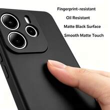 Matte Black Frosted Phone Case Compatible With Xiaomi And Series, Compatible With Note 14 5G/Note 14 4G 163/Note 14 4G 164/ 12 5G/Note 12R/Poco M6 Pro 5G/ 13 4G/5G/Note 13R 5G/Poco M6 4G/M6 Plus/Poco F6, No Fingerprint Fine Frosted Touch, Independent Buttons Precise Cutouts, Full Coverage Shockproof Anti-Drop Minimalist Business Solid Color Phone Case - Black - View 7