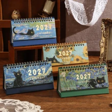 2027 Desktop Calendar Oil Painting Art Creative Theme, Daily Monthly Portable Schedule Table Planner Date Organizer Desk Weekly Calendars Oil Painting Small Size For Home Office Supplies New Year And Presents Birthday Room Decoration - Single Piece - View 12
