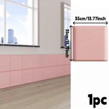 1pc 13.77x13.77in Self-Adhesive Soft Padded Headboard Wall Panel, Wall Soft Padding, Wall-Mounted Headboard Sound-Absorbing Wall Panel - A - View 4