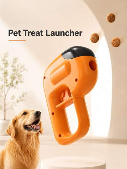 Juguete Lanzador de Golosinas para Mascotas, Adecuado para Perros, Dispensador Interactivo de Golosinas, Diseño de Carga Superior Fácil, Gatillo de Una Mano, Juguete de Recompensa para Entrenamiento de Perros, Juego Interior y Exterior, Juego Divertido de Lanzamiento de Golosinas para Perros Pequeños, Medianos y Grandes