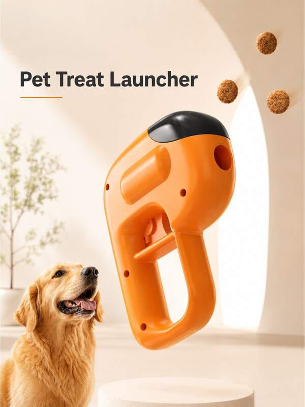 Juguete Lanzador de Golosinas para Mascotas, Adecuado para Perros, Dispensador Interactivo de Golosinas, Diseño de Carga Superior Fácil, Gatillo de Una Mano, Juguete de Recompensa para Entrenamiento de Perros, Juego Interior y Exterior, Juego Divertido de Lanzamiento de Golosinas para Perros Pequeños, Medianos y Grandes