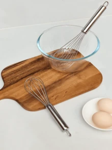 Haus Hana 3 件套烹饪用打蛋器，不锈钢打蛋器，用于混合、打发、搅拌，增强版气球丝打蛋器套装，重返校园 - 銀色 - 查看 3