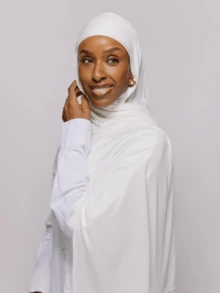 1pc Soft Solid Color Jersey Hijab, Lightweight Scarf For Women - White - View 2