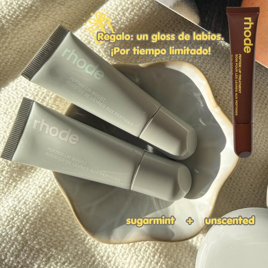 RHODE Mascarilla de Labios con Péptidos | Fórmula voluminizadora de textura cremosa que proporciona un efecto de relleno inmediato, ayuda a suavizar la apariencia de líneas finas, hidratación profunda, sensación acolchonada y jugosa, para un cuidado diario completo, 15ml.Cuidado de los labios - sugarmint+sin aroma - Ver 1