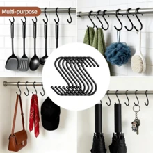 5/10pcs Heavy Duty Stainless Steel S-Shaped Hooks, Rust-Proof Kitchen Hooks, Curved Design, Space-Saving Storage Organizer Hooks, Suitable For Pots, Pans, Bags, Cups, Utensils, Easy To Install - Multicolor - View 3