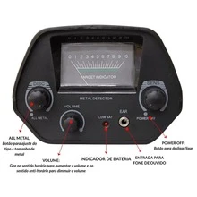 Detector de Metal De 1,5M Profundidade com Pilha Pá e Fone de Ouvido Importway - Preto - Visão 3