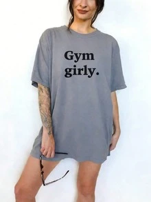 Gym Girly For Pump Cover, Funny Gym Shirt, Gym Funny, Gym Rat, Weight Lifting, Shirt, Gym Girly-Unisex Loose - Fit Comfortable Cotton T-Shirt Top-L91 - 灰色 - 查看 8