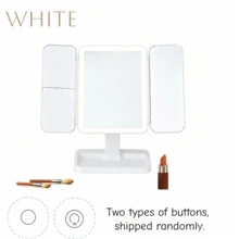 3-Fold LED Makeup Mirror, 1X/2X/3X Magnification, USB Rechargeable Vanity Mirror, 3 Lighting Modes, Touch Brightness Adjustment, Portable Folding Compact Travel Mirror, Durable Hard Shell Design, Suitable For Dorm, Office And Bedroom - Multicolor - View 13