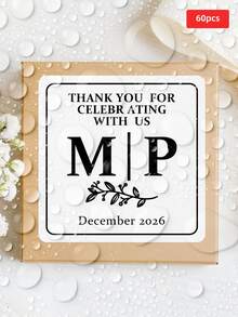 1-120pcs Square Waterproof Wear-Resistant Customized Stickers, Exclusive Text & Pattern, Strong Adhesive Self-Stick, For Storage Area Division, Cosmetic Dispensing, Storage Box Labeling, Miscellaneous Item Classification, Wedding Gift Box & Gift Labeling, Etc. Practical Item For Newlyweds, Colleagues, Travel Enthusiasts, Couples On Trips, Short & Long Distance Travelers. Suitable For Mother's Day, Father's Day, Anniversary, Back To School, Wedding, Party And More Occasions - Multicolor 1 - View 24