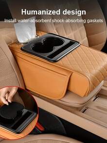 1pc Multifunctional Car Armrest Organizer Pad With Cup Holder, Tissue Slot, Phone Slot And 2 Side Storage Pockets, Universal Car Armrest Box Organizer, Suitable For Most Car Models, Can Hold Water Bottle, Cards, Phone - Multicolor - View 16