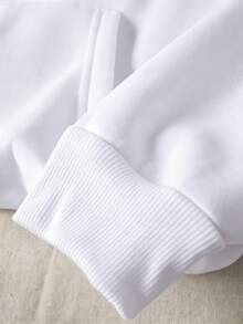 Sudadera casual para mujer, estampado de mariposa en colores universitarios, estilo deportivo cálido para otoño/invierno - Blanco - Ver 5
