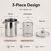 Kitchen Asparagus Cooker With Mesh Basket And Glass Cover For Home, Catering And Food Preparation - View 3