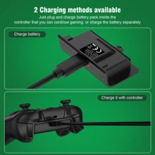 Rechargeable Battery Pack For Series One/S/X/Elite Controller, 600mAh, 2-3H Fast Charge For 20-25H Playtime, LED Power Indicator, ABS, Black, Battery For Gamers - Black - View 4