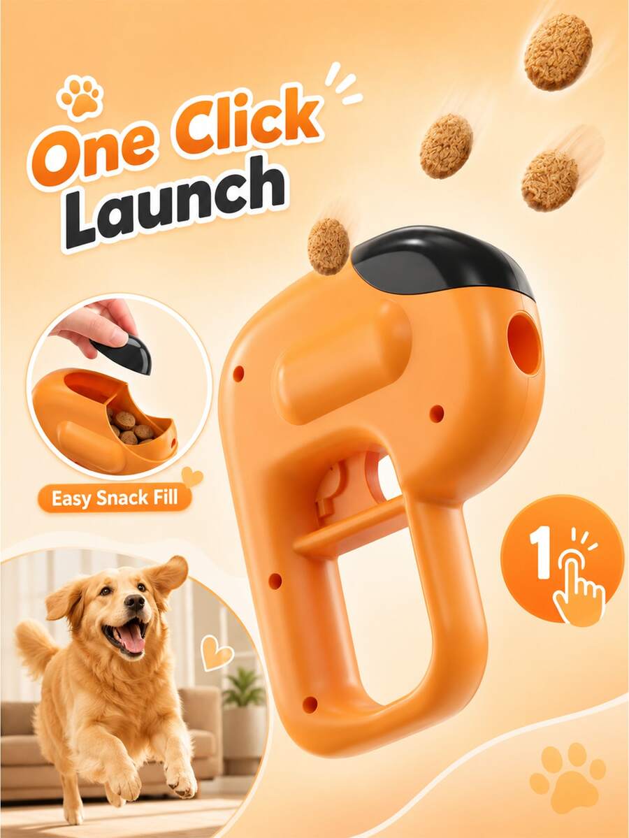 Dog Treat Launcher Toy, Portable Pet Treat Dispenser, Interactive Dog Training Game, Fun Reward Dispenser For Home Backyard And Daily Play - Multicolor - View 1