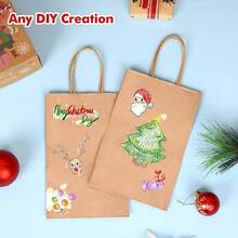 High Quality Brown Kraft Paper Bag With Handle, 5.9 X 3.2 X 8.3 Inches (Approx. 15 X 8 X 21 Cm), Suitable For Party Favors, Theme Party, Graduation Party, Birthday Party Gift Packaging - Multicolor - View 4
