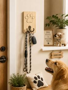 Personalized Dog Leash Holder Wall Mount, Paw Print Wooden Key Hook Organizer, Custom Pet Name Hanging Rack For Entryway Home Decor,Dog Mom Gift - Multicolor - View 5