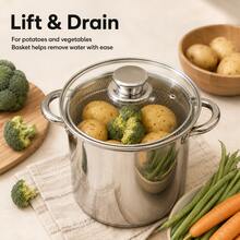 Kitchen Asparagus Cooker With Mesh Basket And Glass Cover For Home, Catering And Food Preparation - View 6