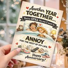 1Pc Fun Couple Anniversary Greeting Card, Suitable For Husband, Wife, And Partner - Humorous Bedtime Chaos Themed Card, With Envelope, Warm Bed And Dog Pattern, Suitable For Wedding Anniversary, Birthday, Valentine's Day, Give To Him And Her - View 6