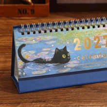 2027 Desktop Calendar Oil Painting Art Creative Theme, Daily Monthly Portable Schedule Table Planner Date Organizer Desk Weekly Calendars Oil Painting Small Size For Home Office Supplies New Year And Presents Birthday Room Decoration - Single Piece - View 11