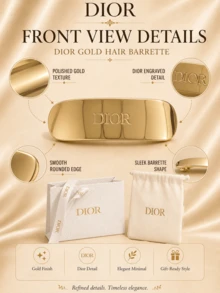Dior مشبك شعر ديور ذهبي، 8*2.5 سم، معدن مصقول لتثبيت آمن، مثالي للارتداء اليومي والتنقل والمواعيد، إكسسوار بسيط وأنيق - الذهبي - مشاهدة 6