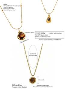1 Set Style Geometric Design Stainless Steel Women's Pendant Necklace Suitable For Daily Wear - Yellow Gold - View 2