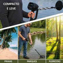 Detector de Metal De 1,5M Profundidade com Pilha Pá e Fone de Ouvido Importway - Preto - Visão 6
