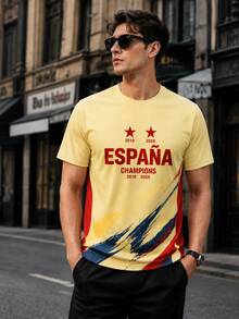 Men's 2026 World Cup Style Printed Short Sleeve Casual Streetwear Sports Fan T-Shirt Summer - Yellow - View 2