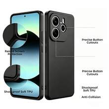 Matte Black Frosted Phone Case Compatible With Xiaomi And Series, Compatible With Note 14 5G/Note 14 4G 163/Note 14 4G 164/ 12 5G/Note 12R/Poco M6 Pro 5G/ 13 4G/5G/Note 13R 5G/Poco M6 4G/M6 Plus/Poco F6, No Fingerprint Fine Frosted Touch, Independent Buttons Precise Cutouts, Full Coverage Shockproof Anti-Drop Minimalist Business Solid Color Phone Case - Black - View 6