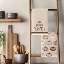 2件組極簡秋季棕色南瓜 Hello Pumpkin 文字廚房抹布，40*60cm 柔軟微纖維材質茶巾，適用於居家廚房、餐廳、戶外露營桌面清潔，洗碗布手巾配件，節日禮物 - 彩色 - 查看 7