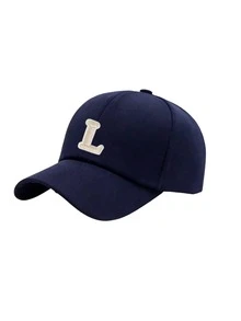 1 buah Topi Baseball Dasar Unisex dengan Patch Huruf A-Z, Dapat Diatur, Menyerap Keringat, Ringan, Melindungi dari Sinar UV, Topi Bertepi Lebar, Cocok untuk Mendaki Gunung dan Liburan Pantai - Navy Blue - View 10