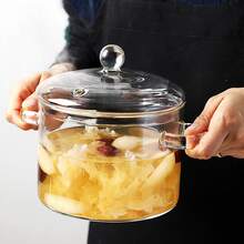 Upgraded Thick Heavy Duty Borosilicate Glass Pot, Transparent Cooking Saucepan, Flame Resistant For Gas Stove Home Kitchen Daily Use - View 6